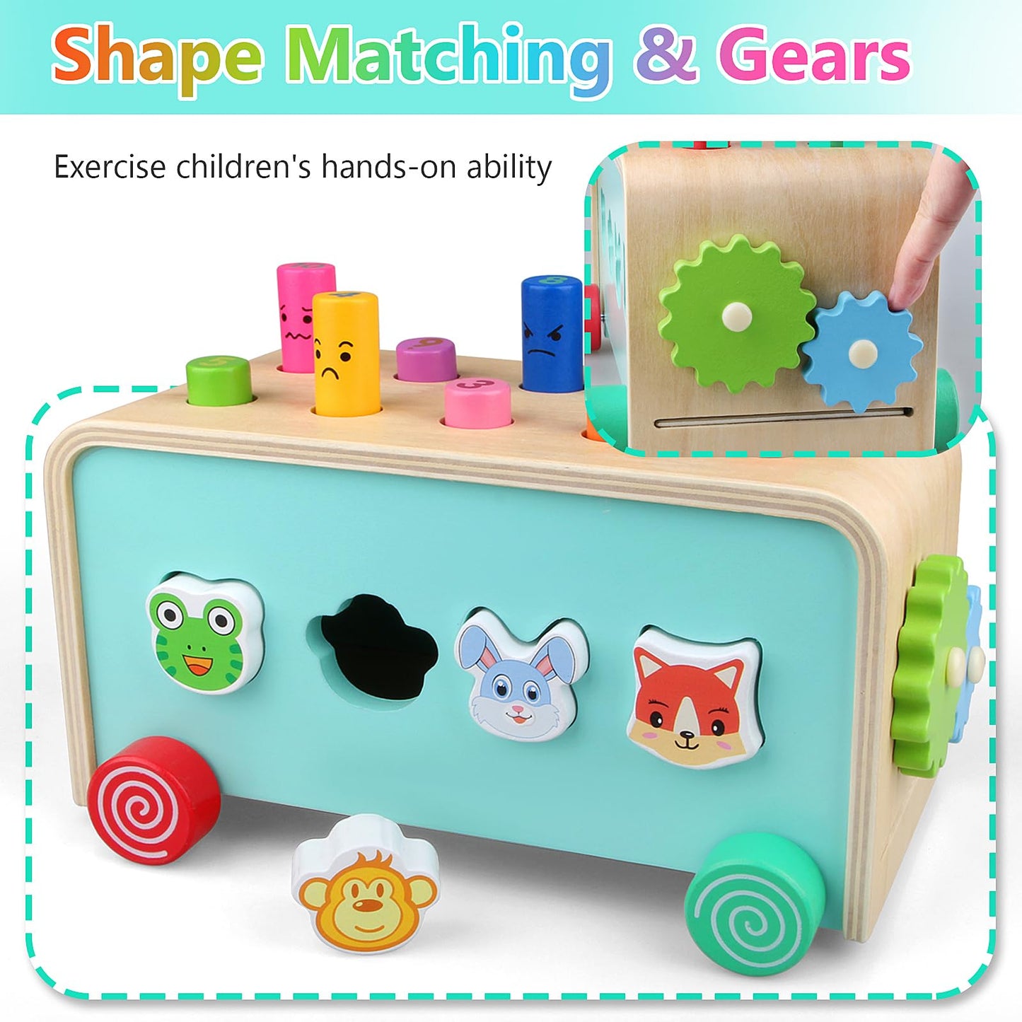 LAAVII Montessori Baby Hammer Pounding Toy for Toddlers Boys Girls 2 3 4 Years Old, Educational Learning Toy Xylophone Color Shape Easter Basket Stuffers for Toddlers Valentine's Day Gift