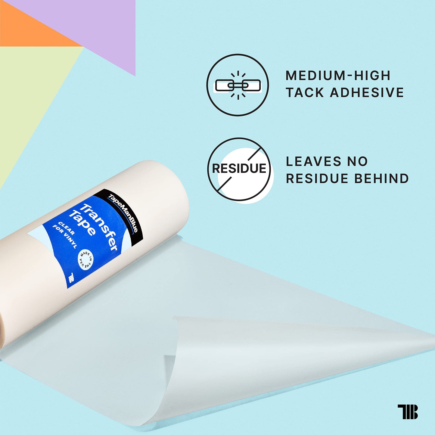 TapeManBlue Clear Transfer Tape for Vinyl - 6 inch Roll, Made in USA, Vinyl Transfer Tape with Medium to High Tack Adhesive for Crafts, Decals & Stickers (6 inch x 300 feet)