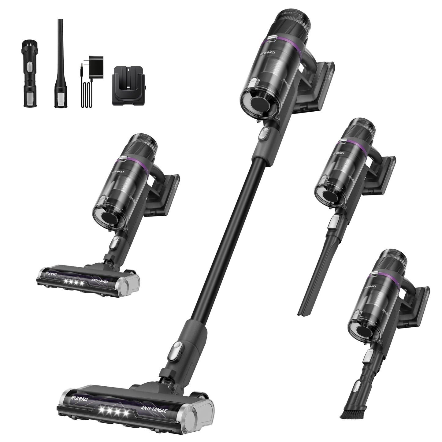 Eureka Cordless Stick Vacuum Cleaner ReactiSense 440, 60-Min Runtime, Anti-Tangle Brushroll, Intelligent Sensing Technology, Ideal for Pet Hair, HardFloors & Carpets