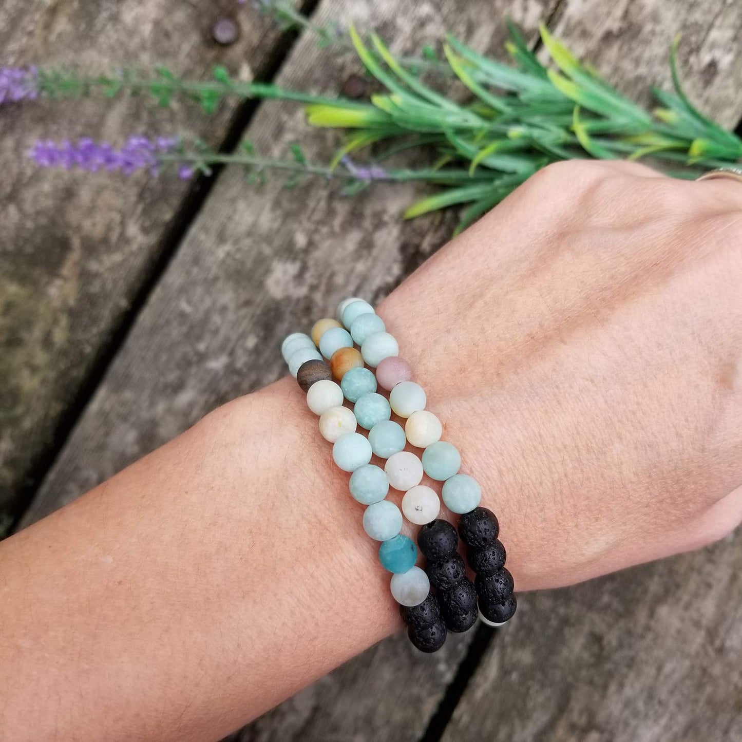 Comfy Yoga - Essential Oil Bracelet - Aromatherapy Bracelet - Lava Stone Bracelet or Necklace - Handmade Yoga Jewelry - Oil Diffuser - Gift for Women (Seafoam)
