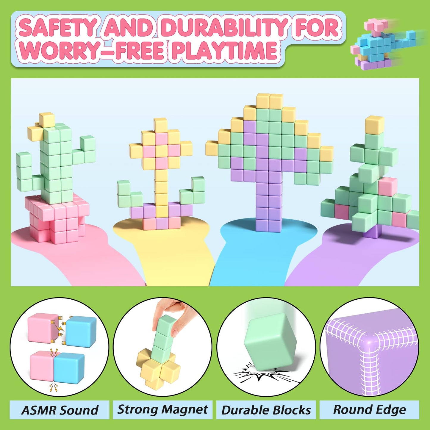 Apluses 45PCS Magnetic Blocks - Toddler Girl Toys, Magnet Building Blocks, STEM Sensory Outdoor Autism Toys for 3-5 Year Old Boys & Girls, Magnetic Cubes Classroom Must Haves for Kids Ages 3+