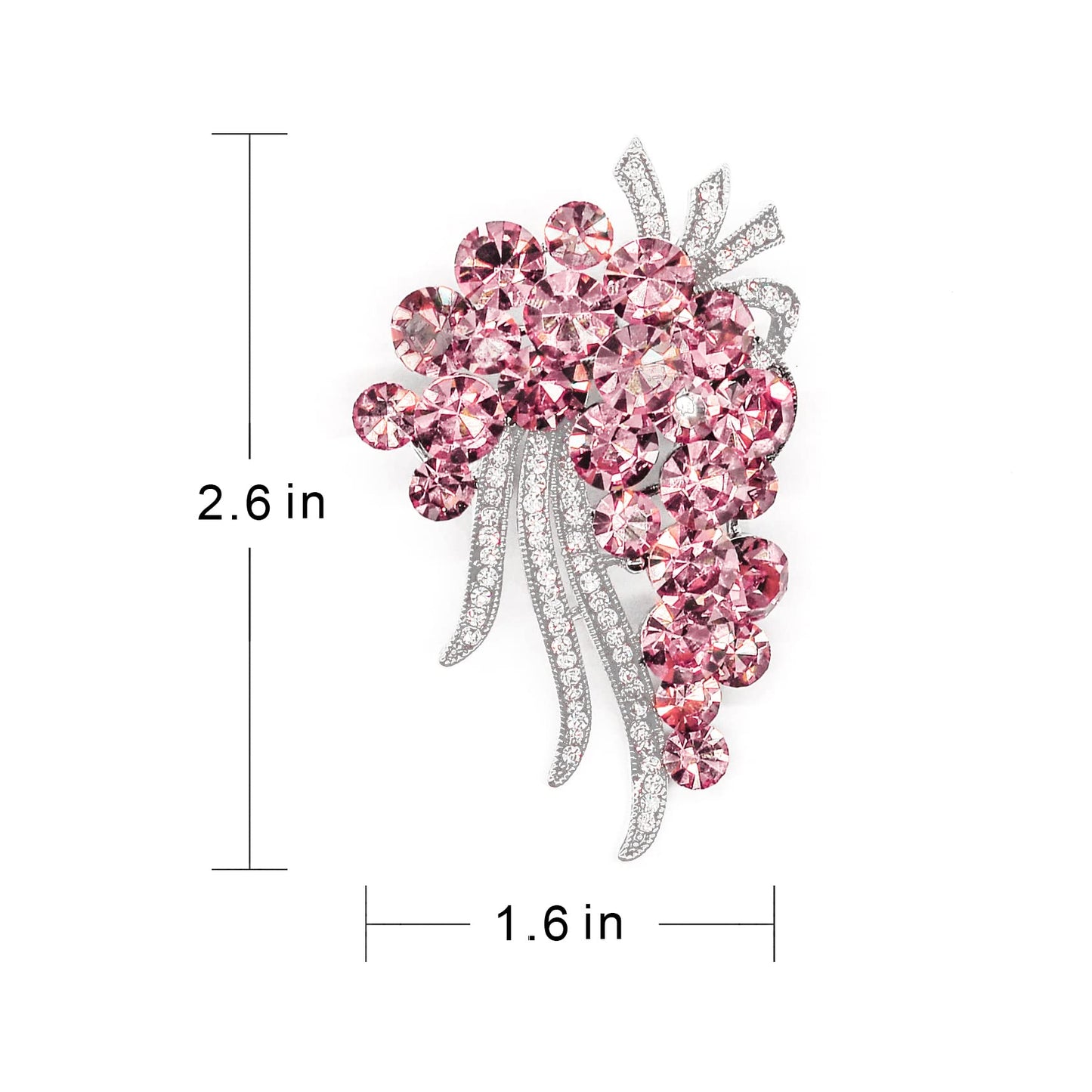 SinglinArt Brooches for Women Girls Pink Flower Rhinestone Crystal Jewelry