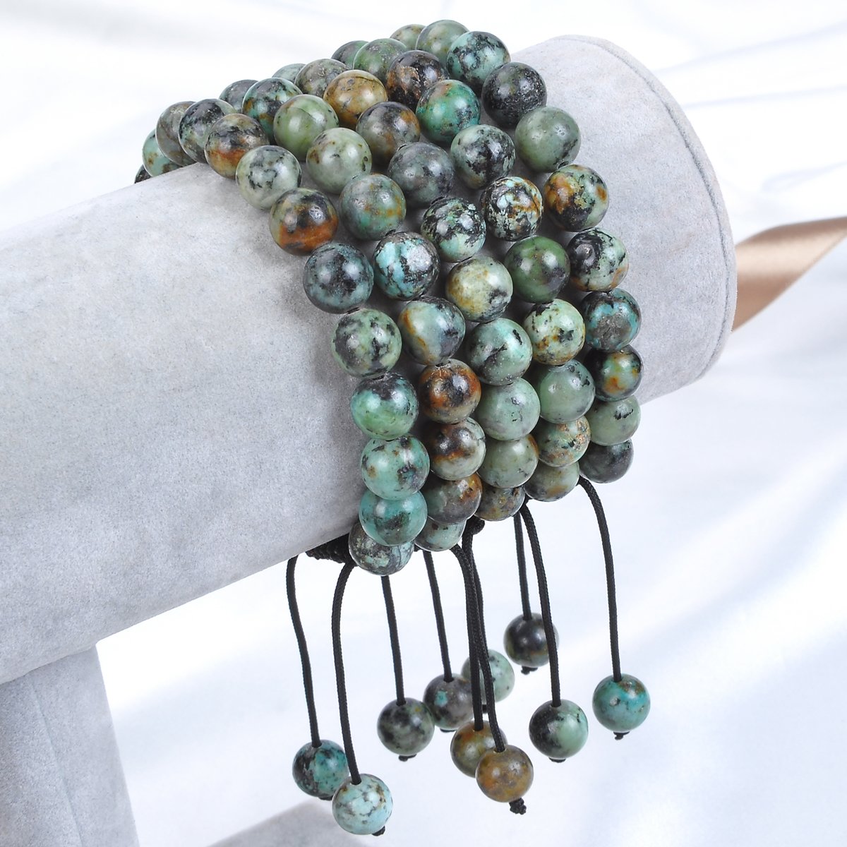 MASSIVE BEADS African Turquoise Bracelet, Wrist Mala Beads, Healing Crystals, Chakra Jewelry, New Beginnings - Emotional Balance - Personal Growth (African Turquoise, 8mm)
