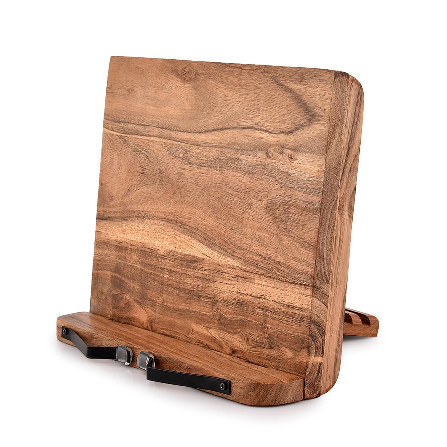 NIRMAN Acacia Wood Book Stand Adjustable Angle Reading Book Holder for Textbook, Receipe, Music Books, Tablet for Home Office Kitchen Lightweight Bookstand (11" x 9" x 1.5")