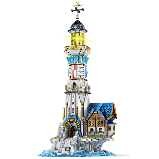 Reobrix Medieval Lighthouse Building Kit with Lights, Collectible Architecture Model for Home Decor, Ideas Display Gift for Adult Boys Girls(66028)