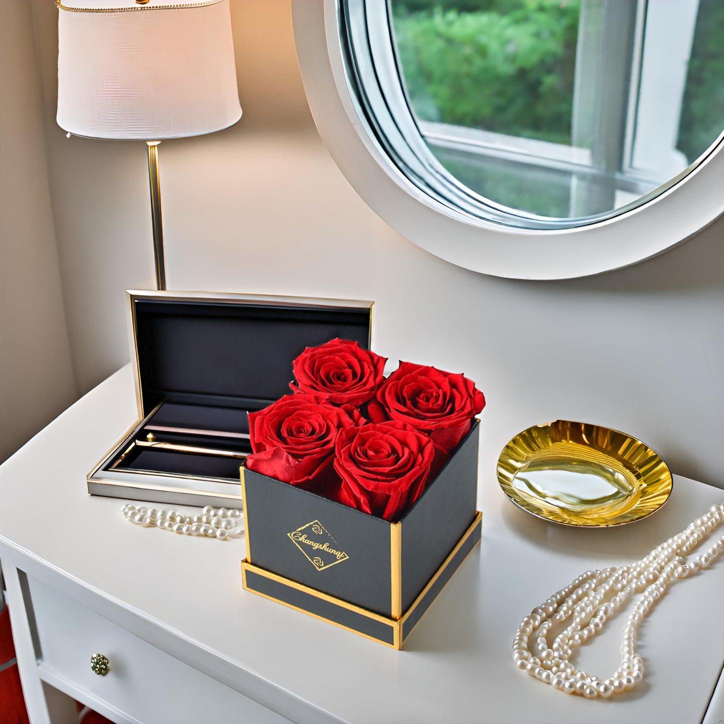 Changshunqi Forever Flowers, Preserved Roses in a Box, Eternal Rose Flowers for Delivery, Forever Preserved Roses for Her Women Wife Christmas Birthday Mothers Flower for Mom Womens Girlfriend