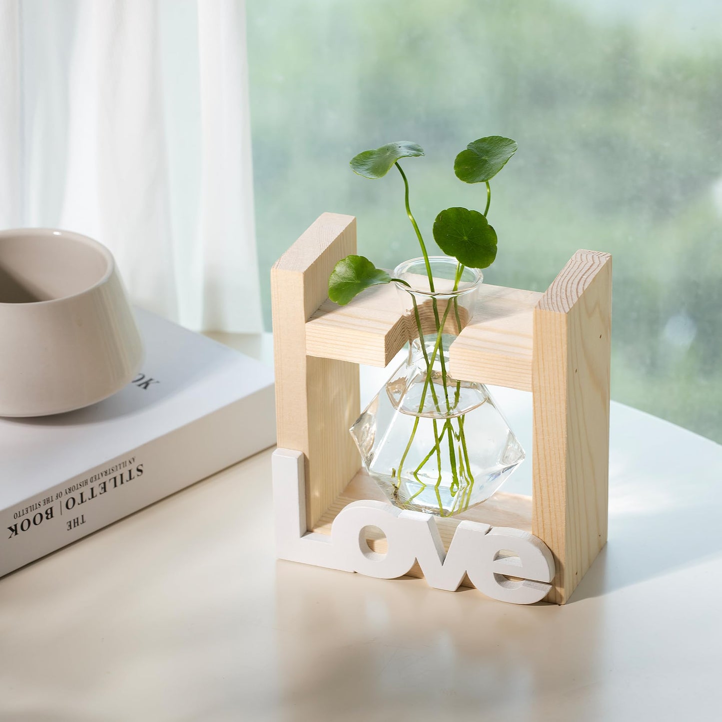 Wood Propagation Station Vases Plant Terrarium Gifts Plant Lovers Women for Desk