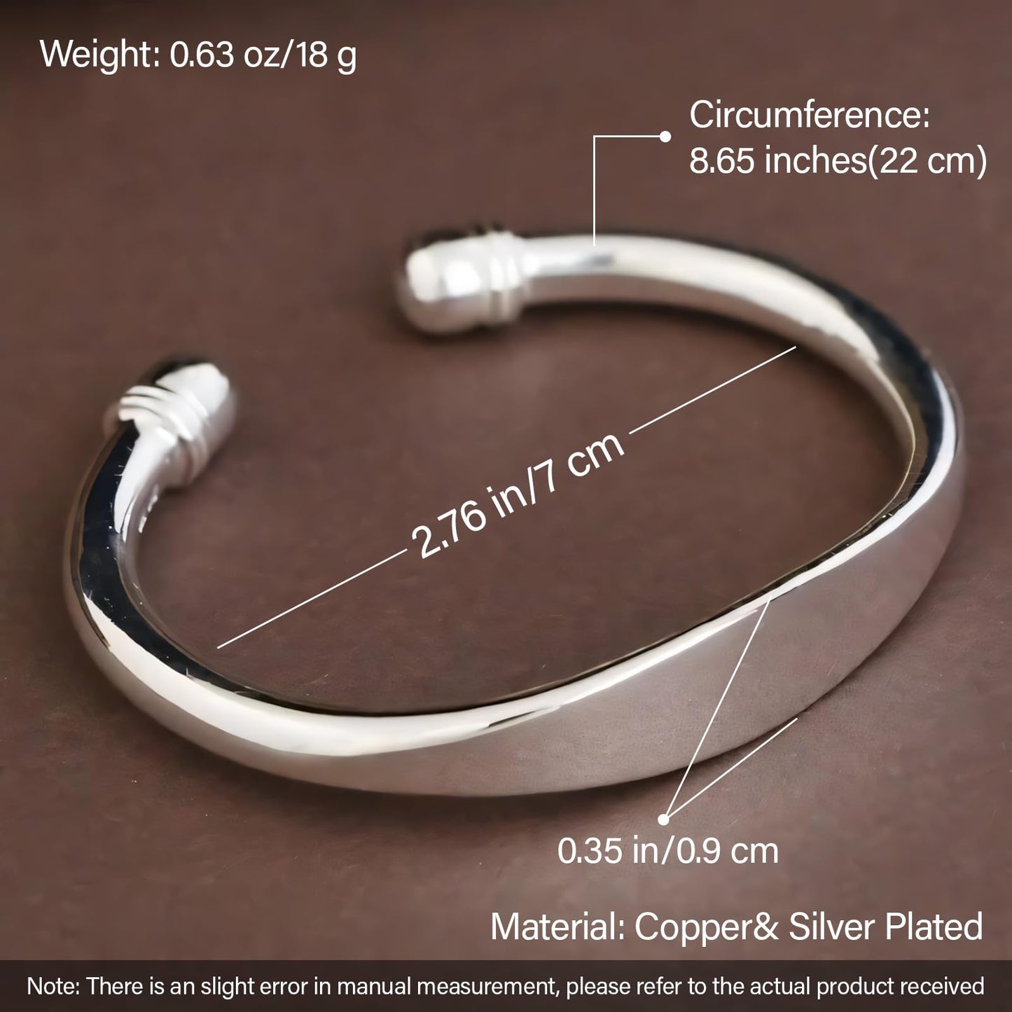 925 Sterling Silver Bangle Bracelets Fahion Open Adjustable Wide Cuff Bracelet for Women Teen Girls Minimalist Unisex Cuff Bracelet High Polish Irregular Cuff Bangles Stackable Bracelet for Men Women