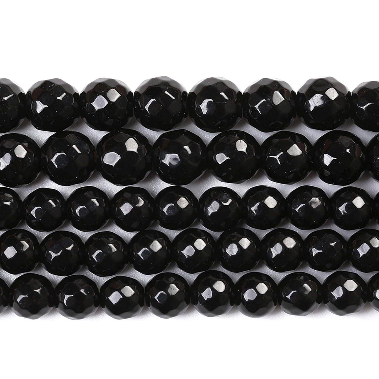 32pcs 12mm Natural Faceted Black Agate Stone Beads for Jewelry Making Energy Healing Beads DIY Bracelet Necklace Accessories 15" (12mm, Faceted Black Agate)