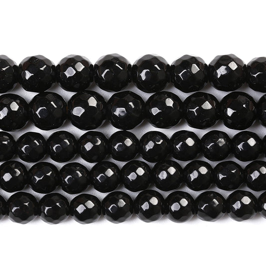 36pcs 10mm Natural Faceted Black Agate Stone Beads for Jewelry Making Energy Healing Beads DIY Bracelet Necklace Accessories 15" (10mm, Faceted Black Agate)