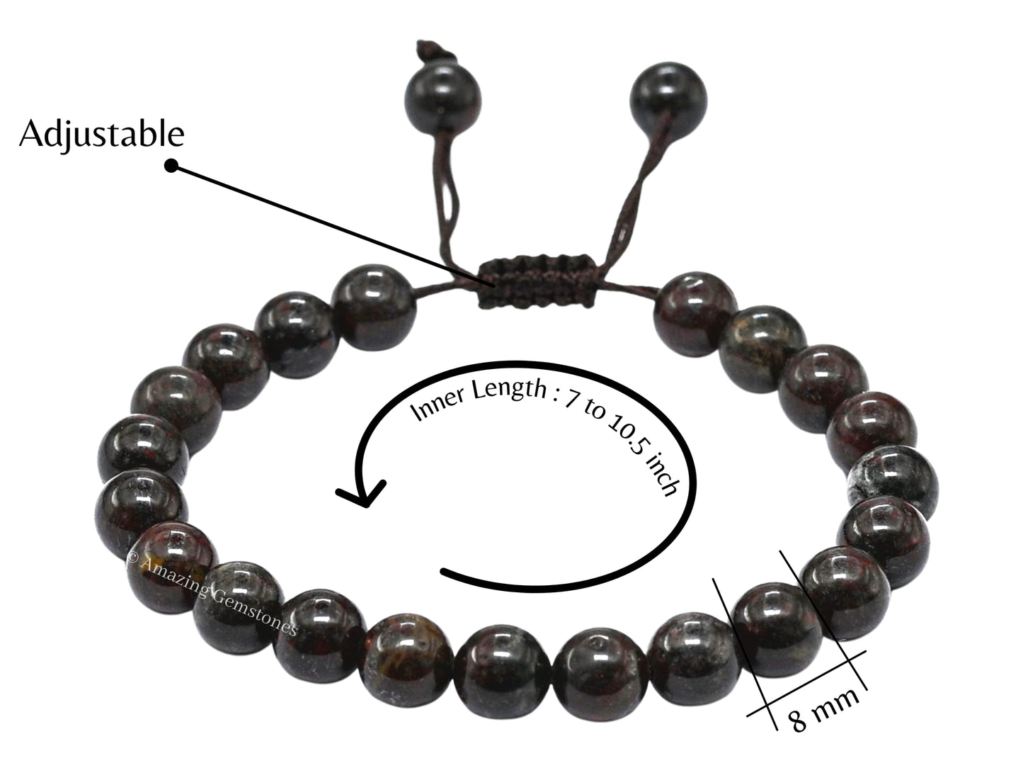 Amazing Gemstone Iron Tiger Eye Bracelet, Gifts For Men & Women - Protection Healing Crystal Bracelet - 8mm Gemstone Beaded Adjustable Bracelet, Pulseras Para Hombres Mujer Stocking Stuffers
