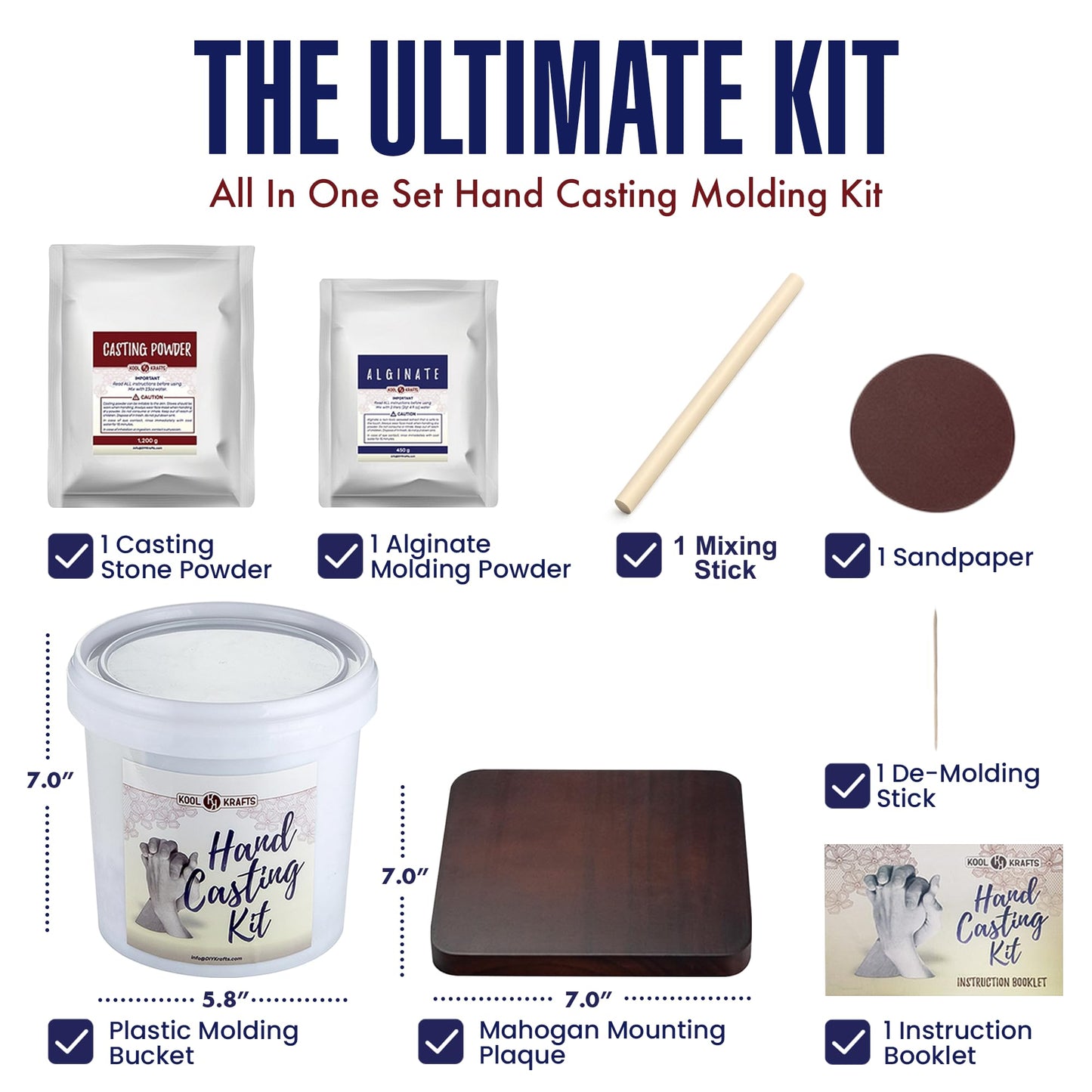 Hand Casting Kit for Couples, DIY Plaster Statue Molding Kit, Wooden Mahogany Base DIY Hand Mold Kit, Anniversary for Men, Women, Wedding Gift, Mother's Day Gifts for Wife, Valentine's Day Gift