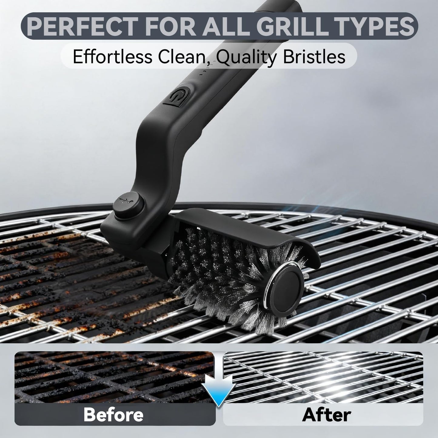 HAPOW Electric Rotary BBQ Grill Brush for Outdoor Grill, Rechargeable Cordless Electric Grill Cleaner, 3-Speed Power Control Grill Cleaning Brush with 304 Stainless Steel Bristle