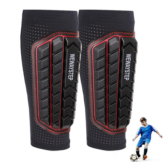 Shin Guards Soccer Kids Youth, Adult Shin Guards with Honeycomb Padding，Breathable & Anti-Slip Calf Compression Sleeves (Red, Small)