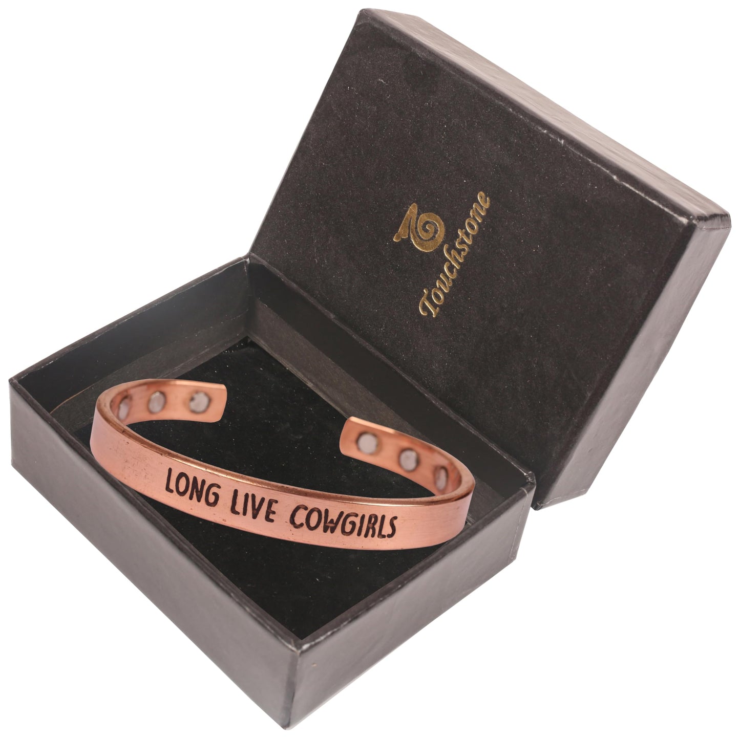 Touchstone Inspirational Copper Engraved Magnetic Bracelets for Women-Personalized Jewelry Gifts for Best Friend/Mom/Daughter/Sister - Adjustable Bracelet in a Gift Box Long Live Cowgirls