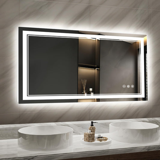 LED Bathroom Mirror with Lights: 40"x24" Wall Mounted Large Lighted Mirrors Fogless, Anti-Fog,Dimmable,Memory Function, Shatterproof Tempered Glass, Espejos para Baños, ETL Listed