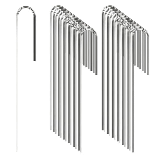 Odowalker 150 Pcs Irrigation Drip Tubing Landscape Staples, 5 Inch J Shape Garden Stakes, Loop Stake, Lawn Pins, Landscape Irrigation Stakes for Drip Tubing (Hold up to 1/2" Drip Tubing)