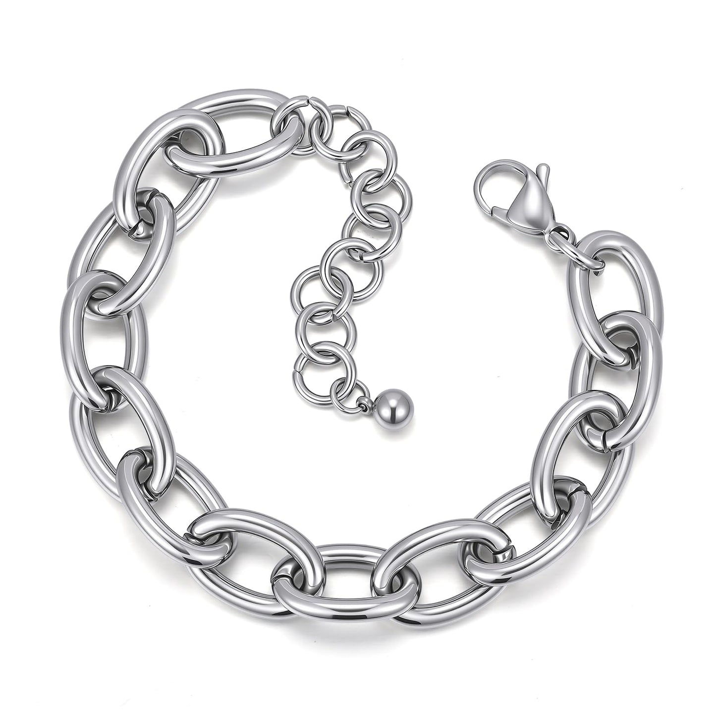 Chunky Gold Bracelet for Women - 18K Gold Plated Cuban Link Bracelets, Stainless Steel Non-tarnish Personality Thick Chain Trendy Jewelry Gifts, Christmas Valentines Prom Birthday Gift for Girlfriend
