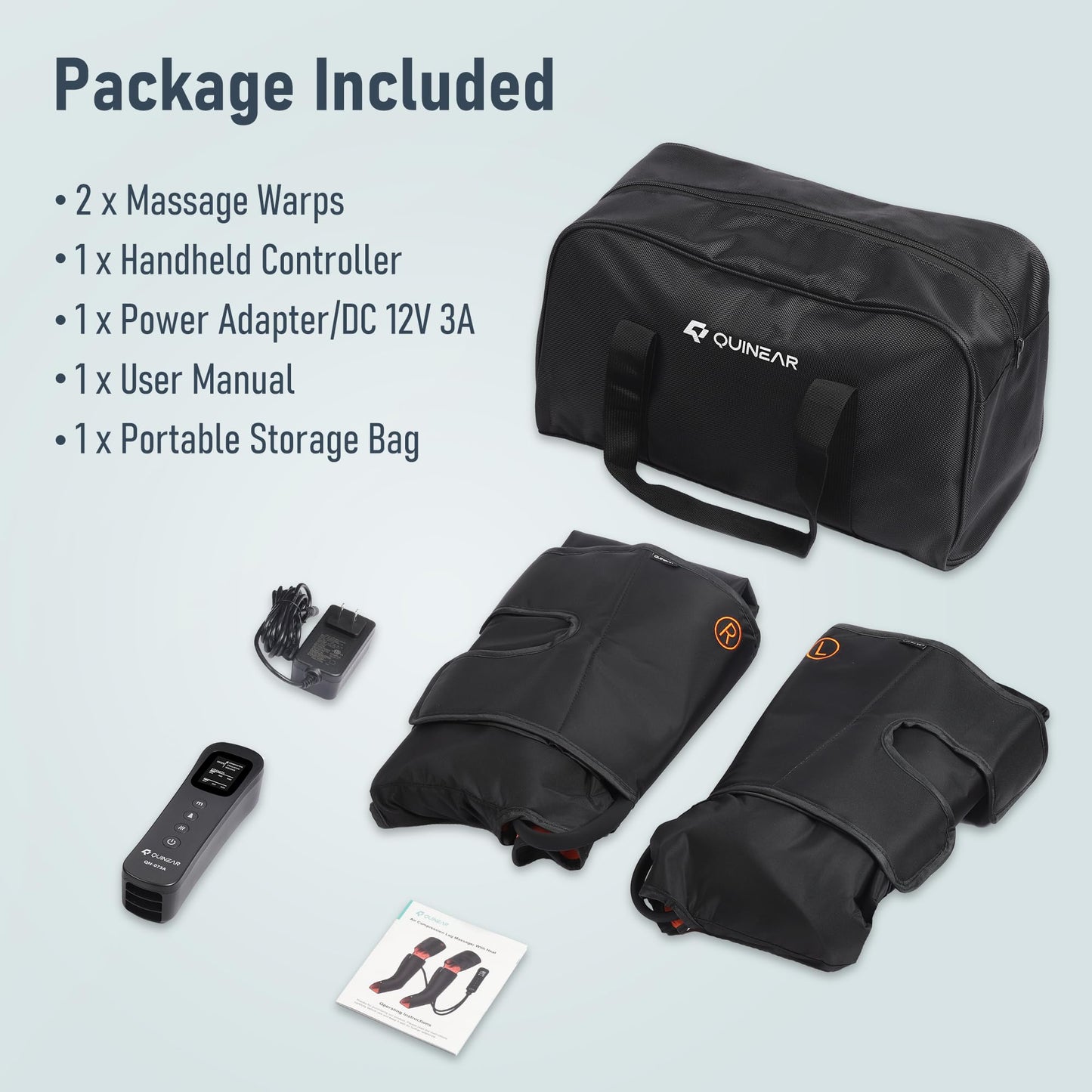 QUINEAR Leg Massager, 3-in-1 Foot Calf & Thigh Massager with Heat and Compression Therapy, Leg Massage Boots Gift for Pain Relief, FSA-HSA Eligible