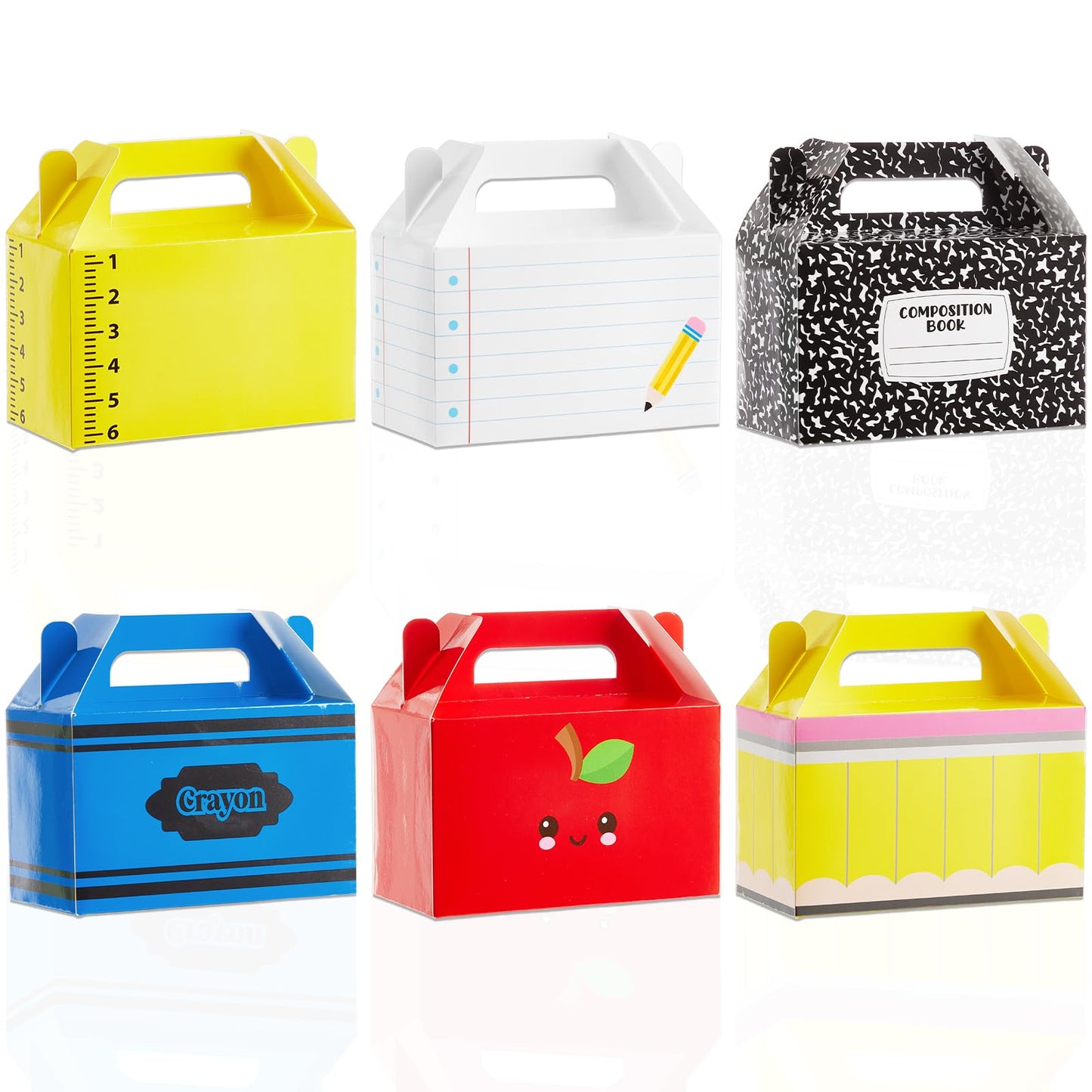 24Pcs Back to School Gift Boxes First Day of School Party Treat Boxes Pencil Crayon Apple Goodie Candy Box Teacher Appreciation Party Favor for Student Preschool Kindergarten Classroom Decorations