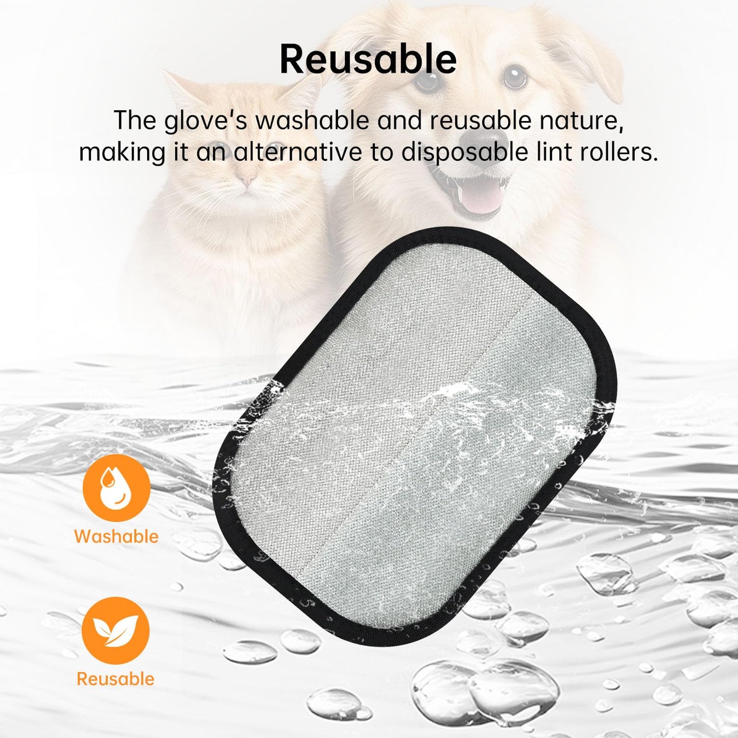 INABULETWO Static Pet Hair Remover Gloves, Reusable Electrostatic Pet Cat Dog Hair Removal Grooming Gloves Brush Tool for Couch, Furniture, Carpet, Car Seat (1 Pack Finger Style)