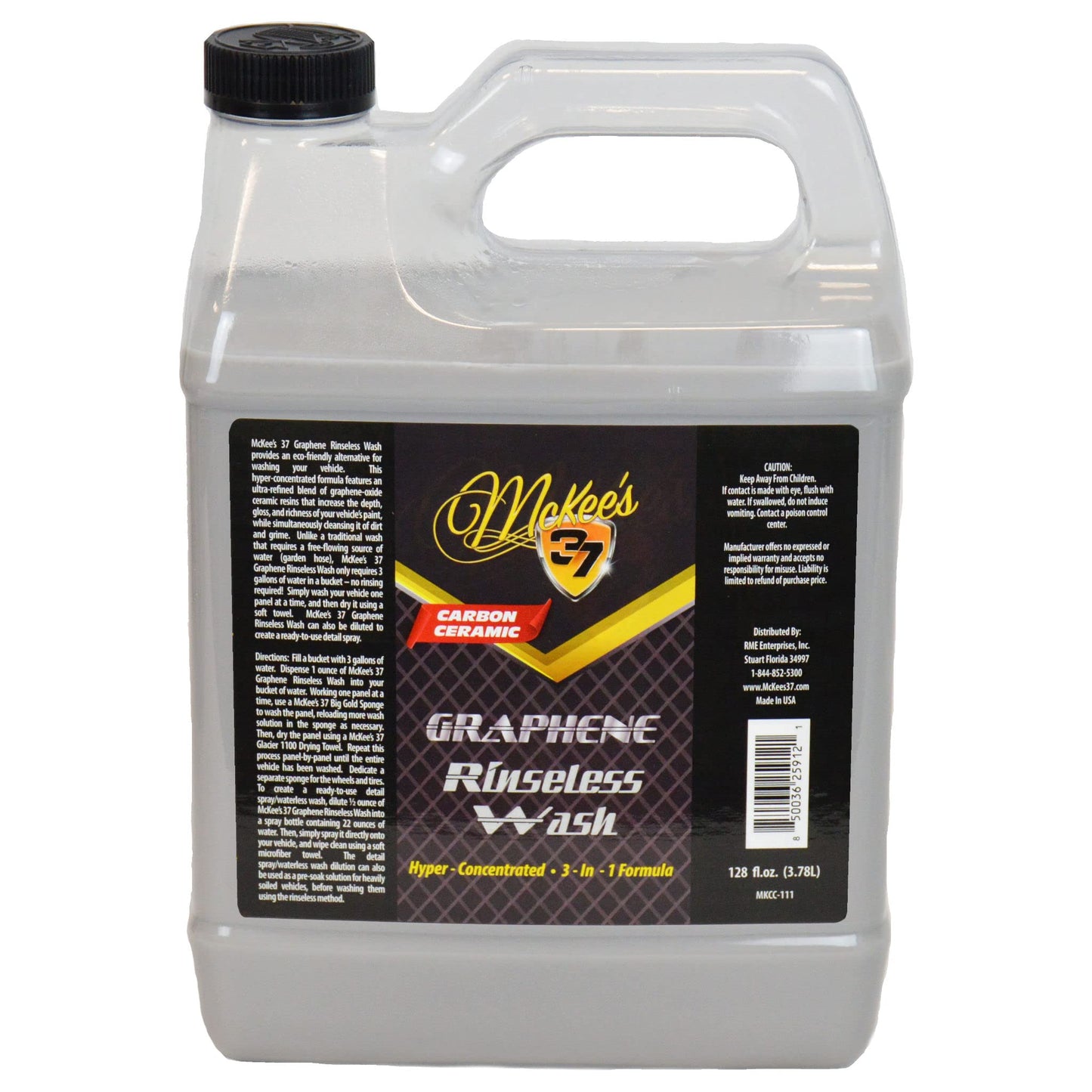 McKee's 37 Graphene Rinseless Wash (3-in-1 No Rinse Wash, Detailer, & Waterless Gloss Enhancer & Coating), 128 fl. oz. MKGC-111