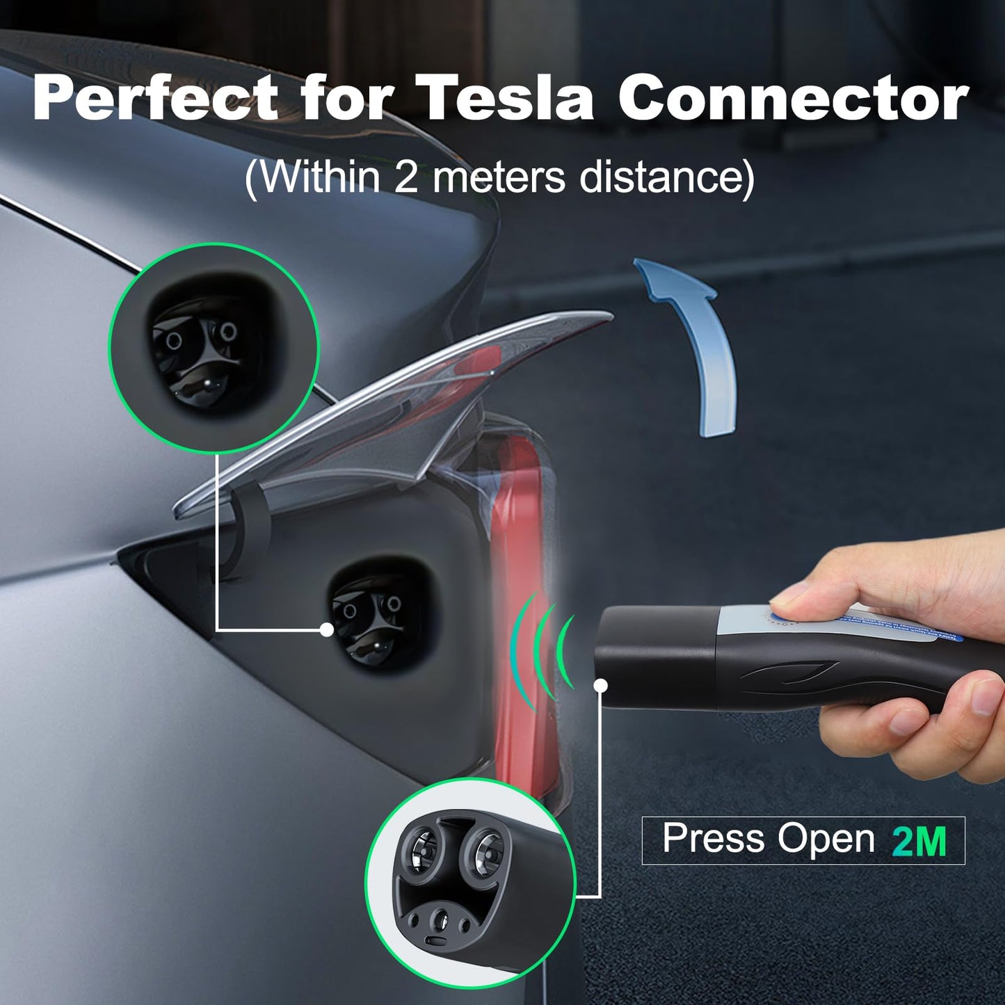 VDLPOWERVP Level 1/2 Tesla Charger 16Amp, Electric Vehicle Portable Charger with 28FT Cable, 3.5KW Home EV Charging Station for All Tesla Models Y/X/3/S,110V-240V, NEMA 6-20 & NEMA 5-15 Plug