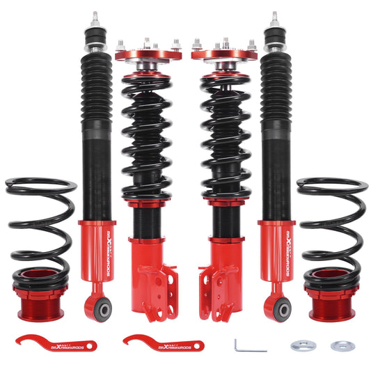 maXpeedingrods Coilovers for Ford Mustang 1994-2004, 24 Levels Damper Adjustable Coilovers Suspension Kit Struts, Height Adjustable Lowering Kit, Red