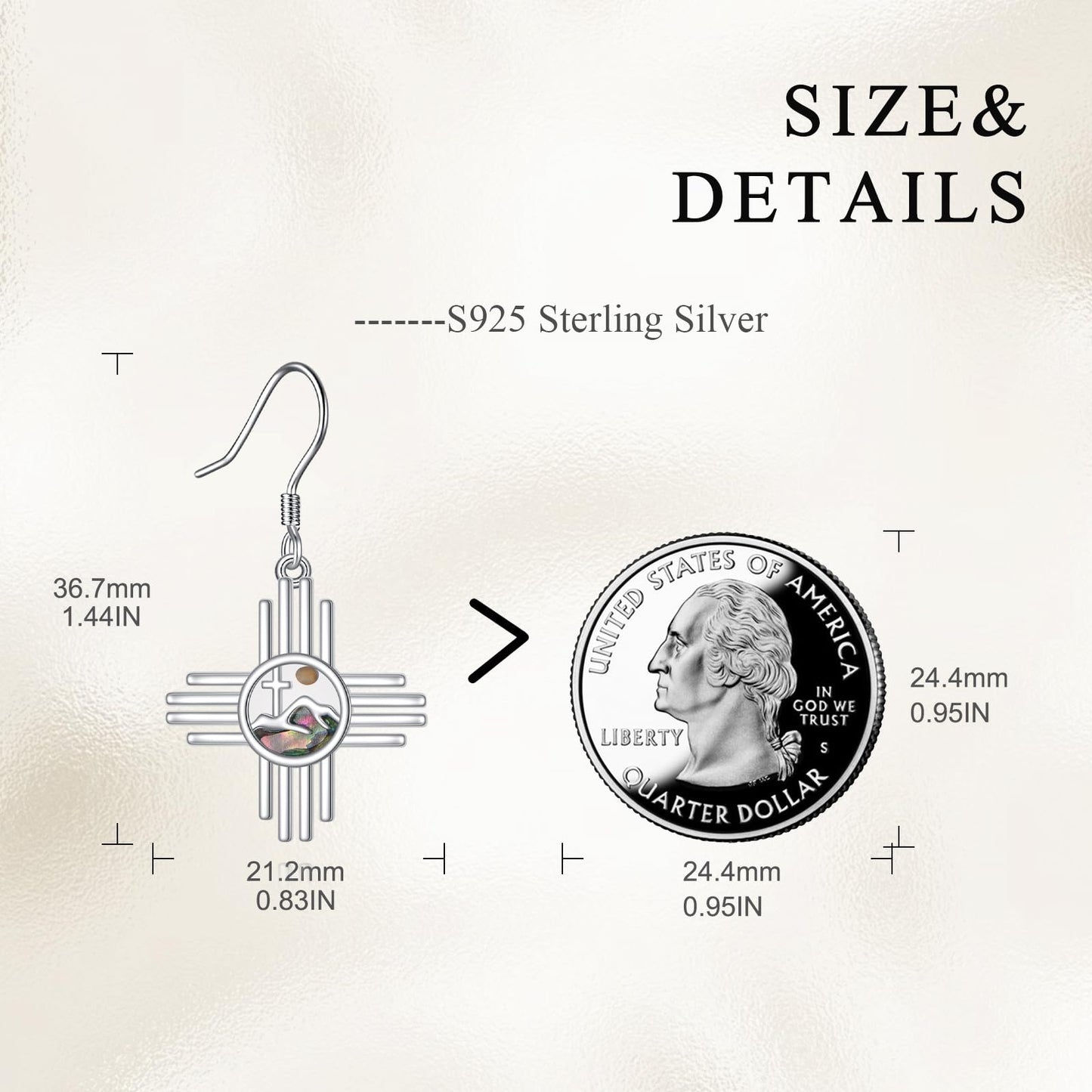 AOBOCO Zia Sun Symbol Earrings for Women Sterling Silver Mustard Seed Dangle Earrings Cross Christian Jewelry Gifts for Mom (Zia Sun Earrings)