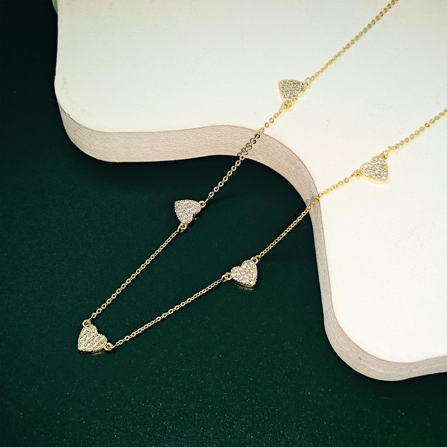 Zeffy CZ Heart Choker 14K Gold Plated Dainty Heart Diamond Charms Necklace Minimalist Trendy Jewelry Gift for Women