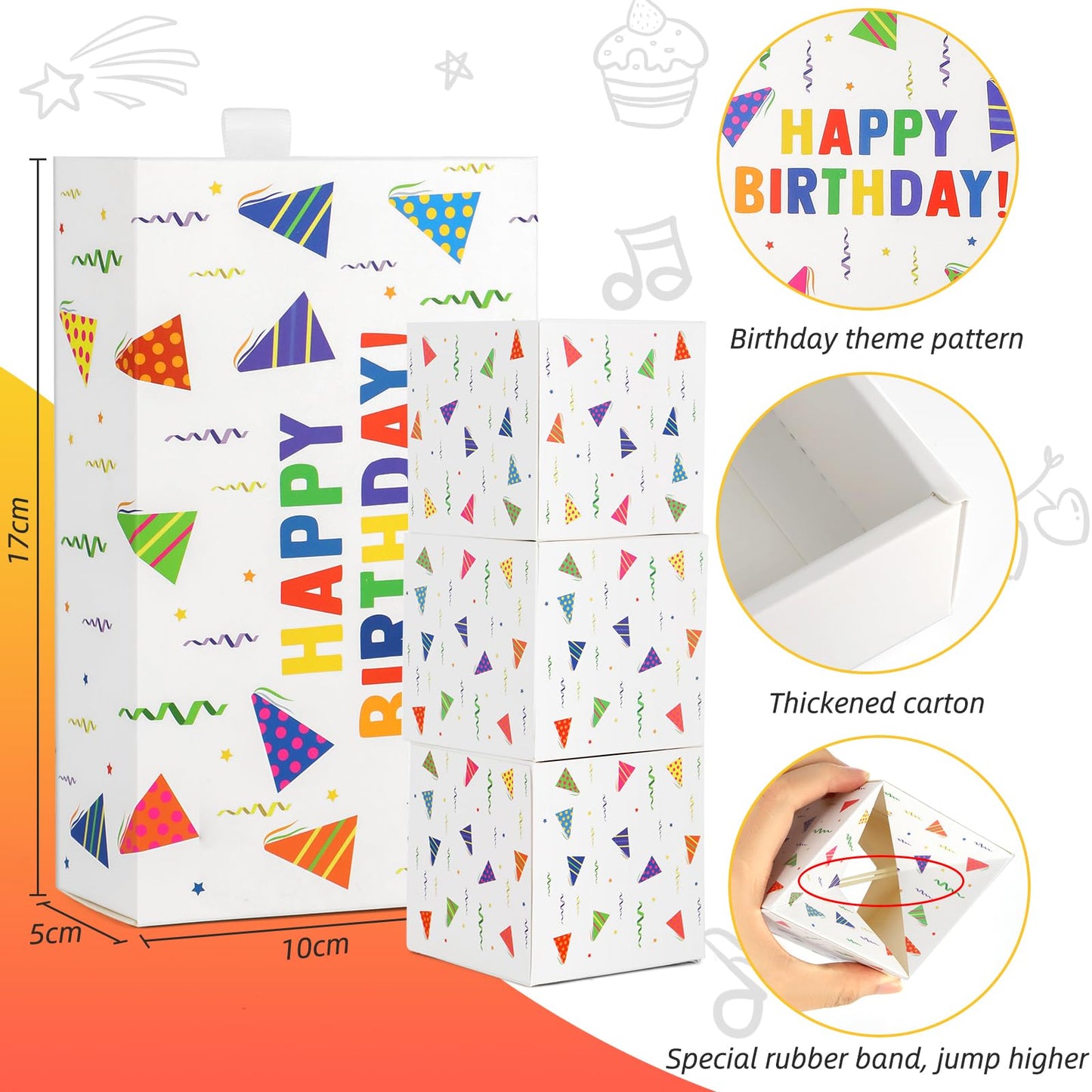 Giftota Happy Birthday Surprise Gift Box Explosion for Money, Money Gift Box Explosion with Confetti, Pop Out Money Gift Box, Money Box for Cash Gift, Cash Explosion Gift Box for Women Men Kids