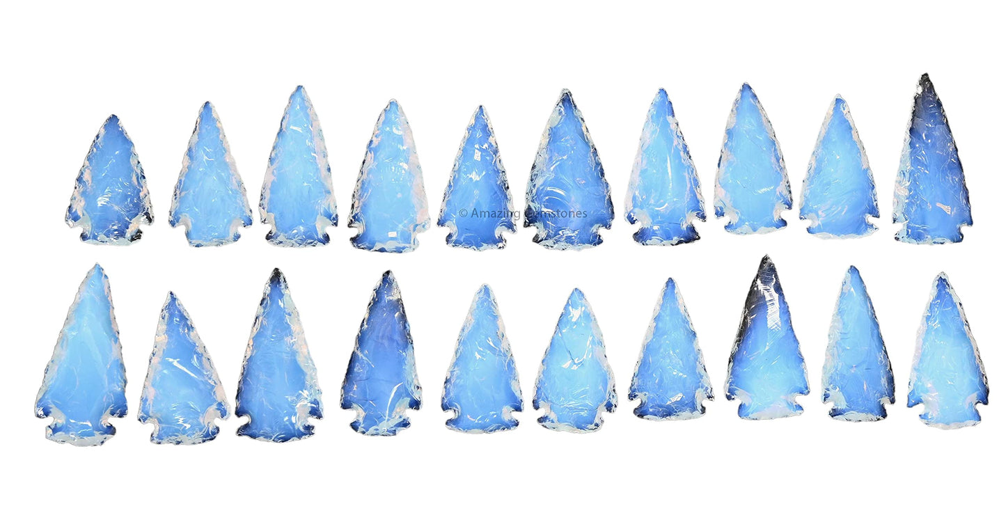 Amazing Gemstone 20 Pieces Opalite Arrowhead, Crystal and Healing Stone Flint Rock Arrow Head - 1 to 1.5 Arrowheads for DIY Project Craft Point Jewelry Making