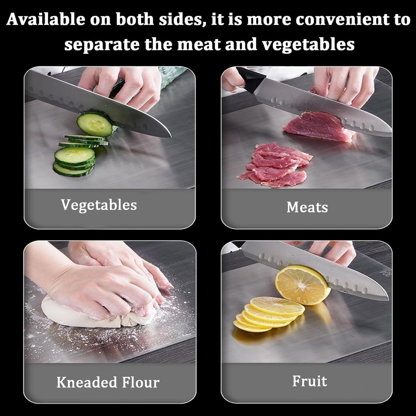 Wekayli 304 Stainless Steel Cutting Board, Non Toxic Cutting Boards for Kitchen, Dishwasher Safe and Knife Friendly Chopping Board for Meat Vegetable Fruit(15"x 11",13"x 9",10"x 6")
