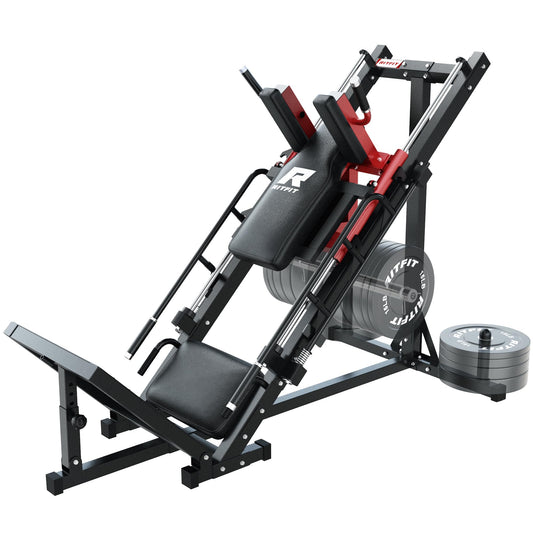 RitFit Leg Press Hack Squat Machine, Professional Adjustable Leg Press Machine for Home Gym with Linear Bearing, Full Lower Body Workout with Weight Storage