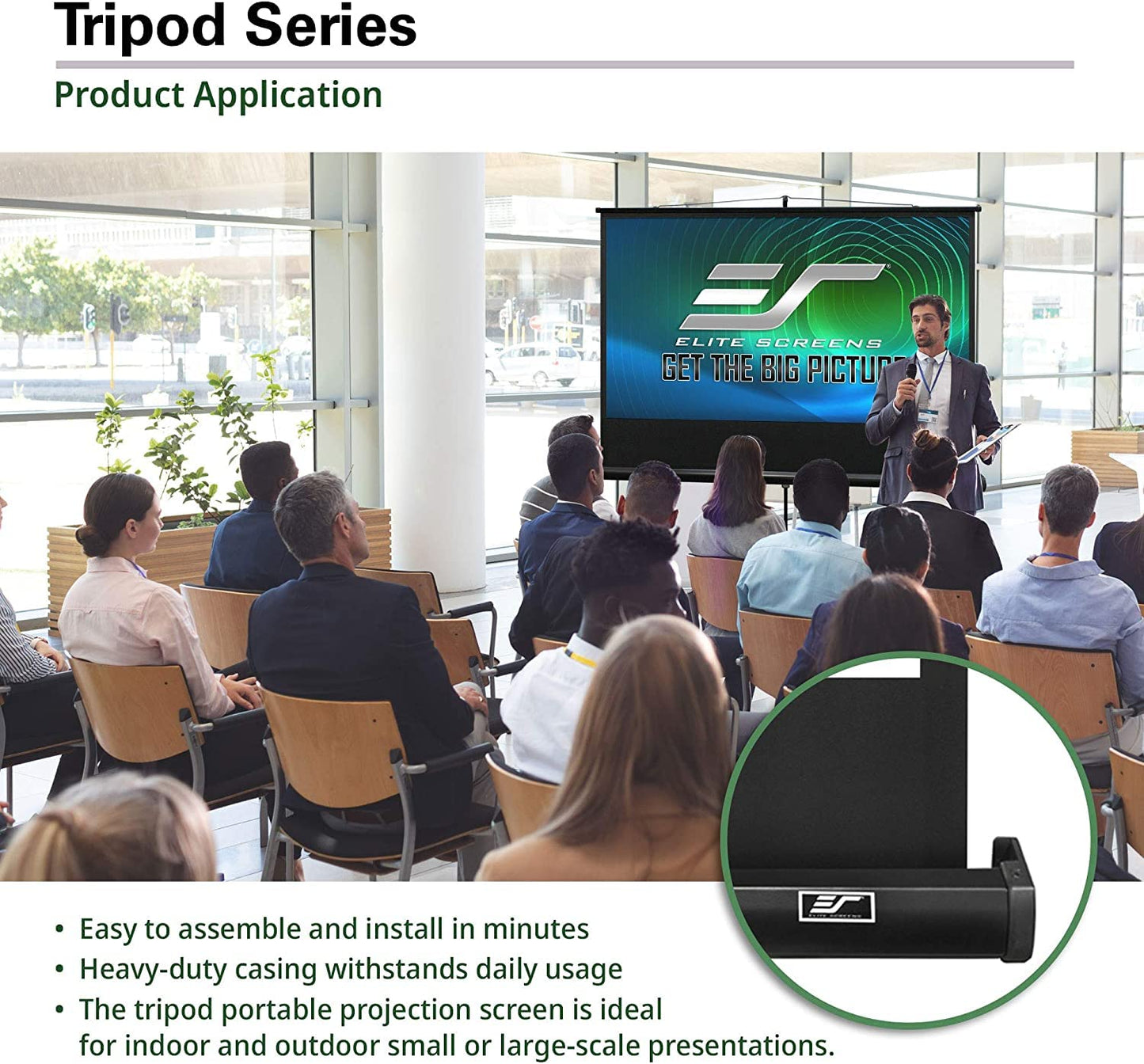 Elite Screens Tripod Series, 119-INCH 1:1, 16:9, 4:3 Adjustable Multi Aspect Ratio Portable Indoor Outdoor Projector Screen, 8K / 4K Ultra HD 3D Ready, 2-Year Warranty, T119NWS1 - White Case