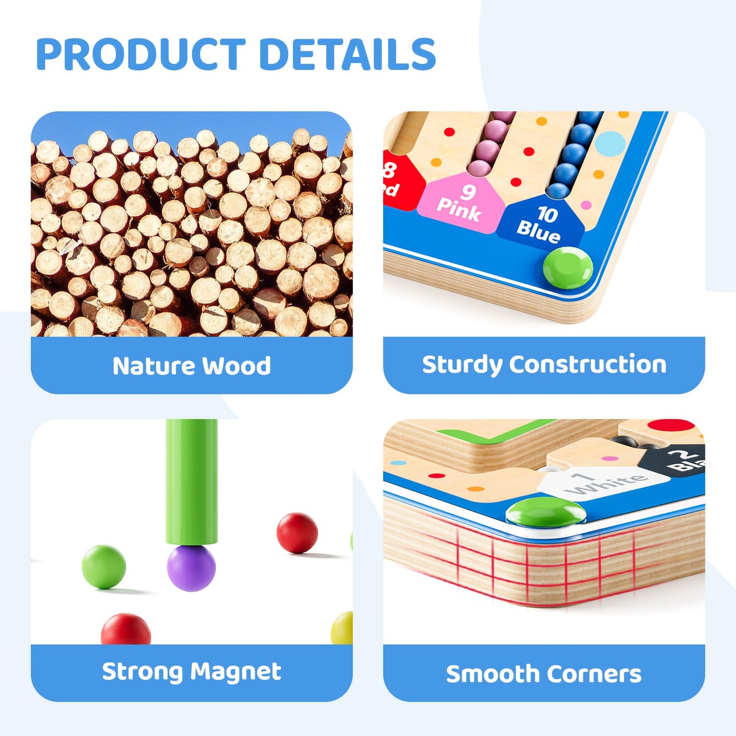 zhiwuzhu 2 in1 Magnetic Color and Number Maze,Wooden Montessori Preschool Learning Activities Toys,Toddler Travel Essentials Toys,3 4 5 Year Old Boy Girl Birthday Gift Toys