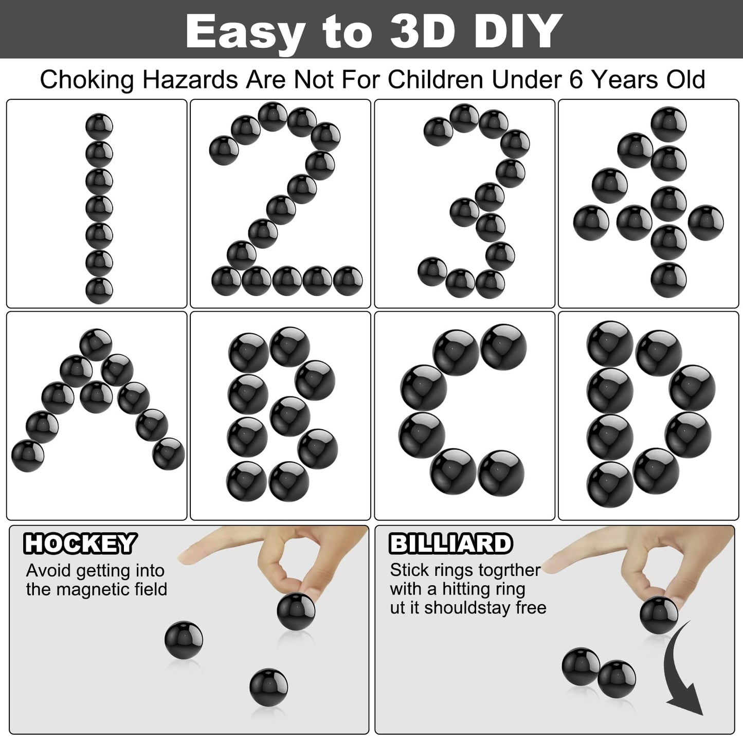 YISHIDANY 21Pcs Magnet Black Ball Fidget Toy, DIY Hematite Stones Toys for Adults, Science Kit for Anxiety Relief, Magnetic Rattle Snake Birthday Easter Gift Egg Filler Stuffer Party Favors