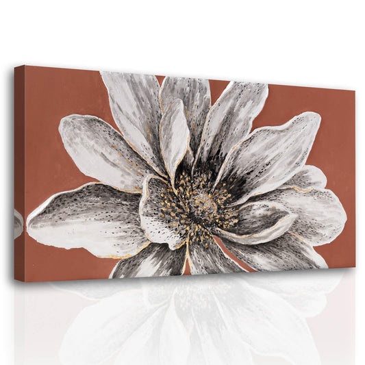 ZHENGYIN Hand-Painted White Flower Canvas Wall Art, Textured Floral Artwork, Modern Farmhouse Wall Decor for Bedroom Living Room Entryway, 20×40 in