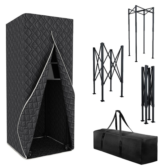 Portable Foldable Recording Vocal Booth Studio Equipment for Crisp Dry Echo Free Vocals at Home & On the Road - Easy to Assemble & Travel Bag Included (Standard, Black)