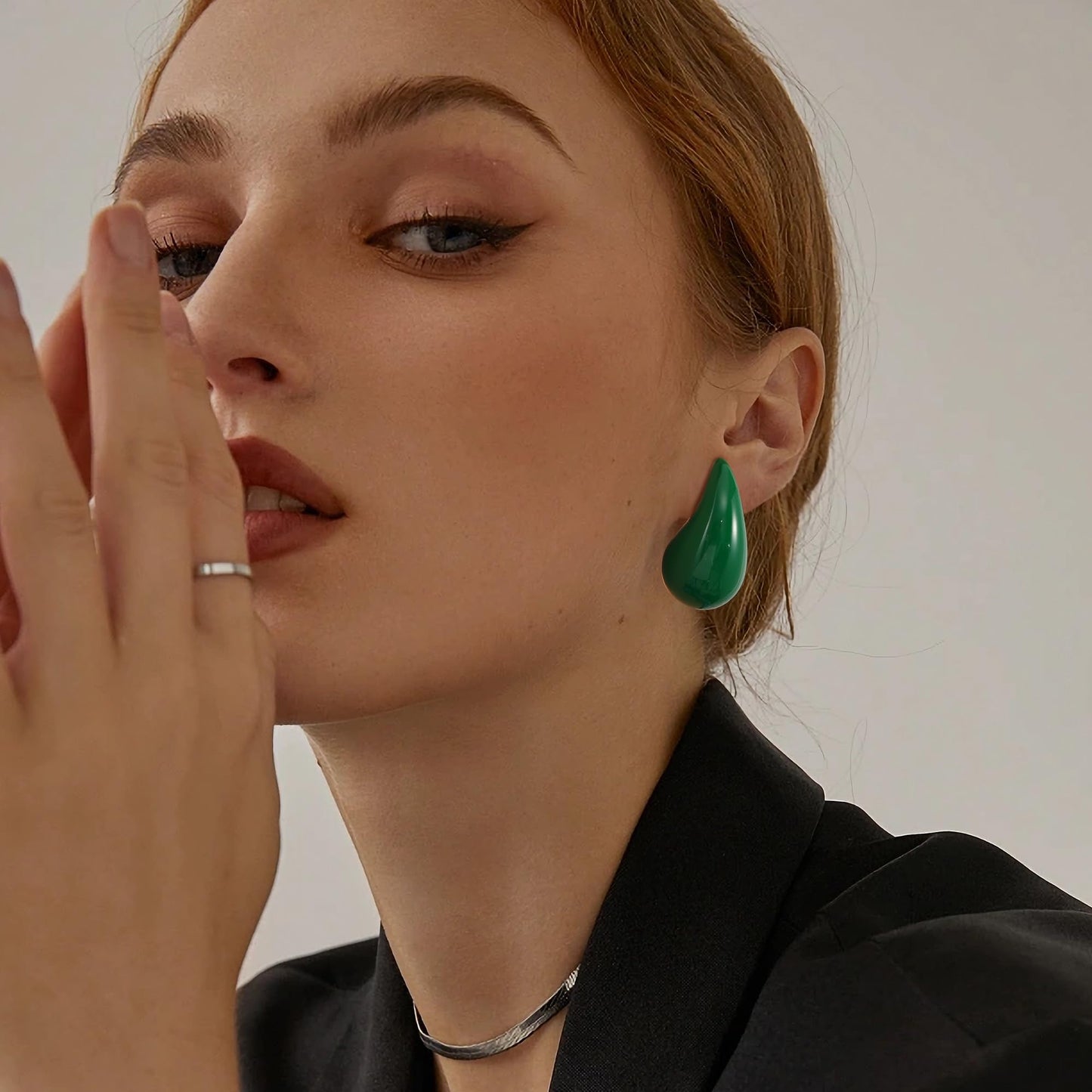 Gacimy Green Teardrop Earrings Dupes for Women, Chunky Drop Earrings for Women with 925 Sterling Silver Post, 1.7Inches Green