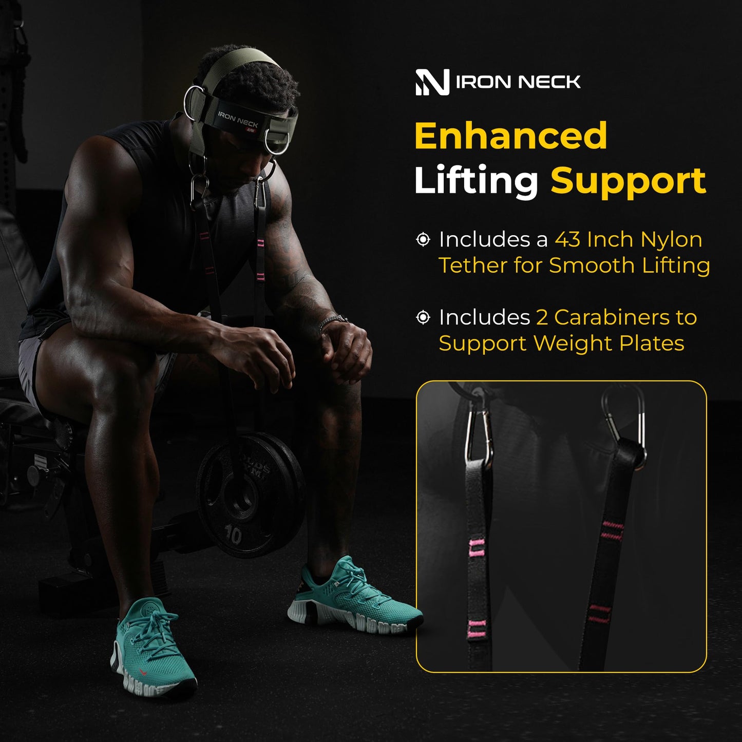 Iron Neck Shoulder Resistance Band System – 3 Level Rehab & Performance Kit with Door Belts & Anchors – 5lb, 10lb, 25lb Bands – Bundle with Iron Neck Alpha Neck Harness