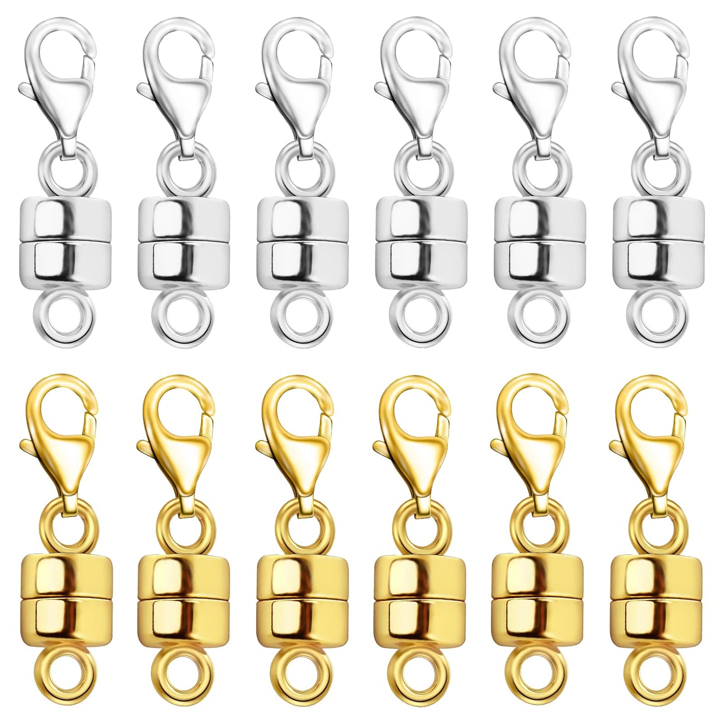 OHINGLT Magnetic Necklace Clasp Extra Strong, Gold and Silver Plated Magnet Jewelry Clasps Converters, Bracelet Extender for Women Seniors
