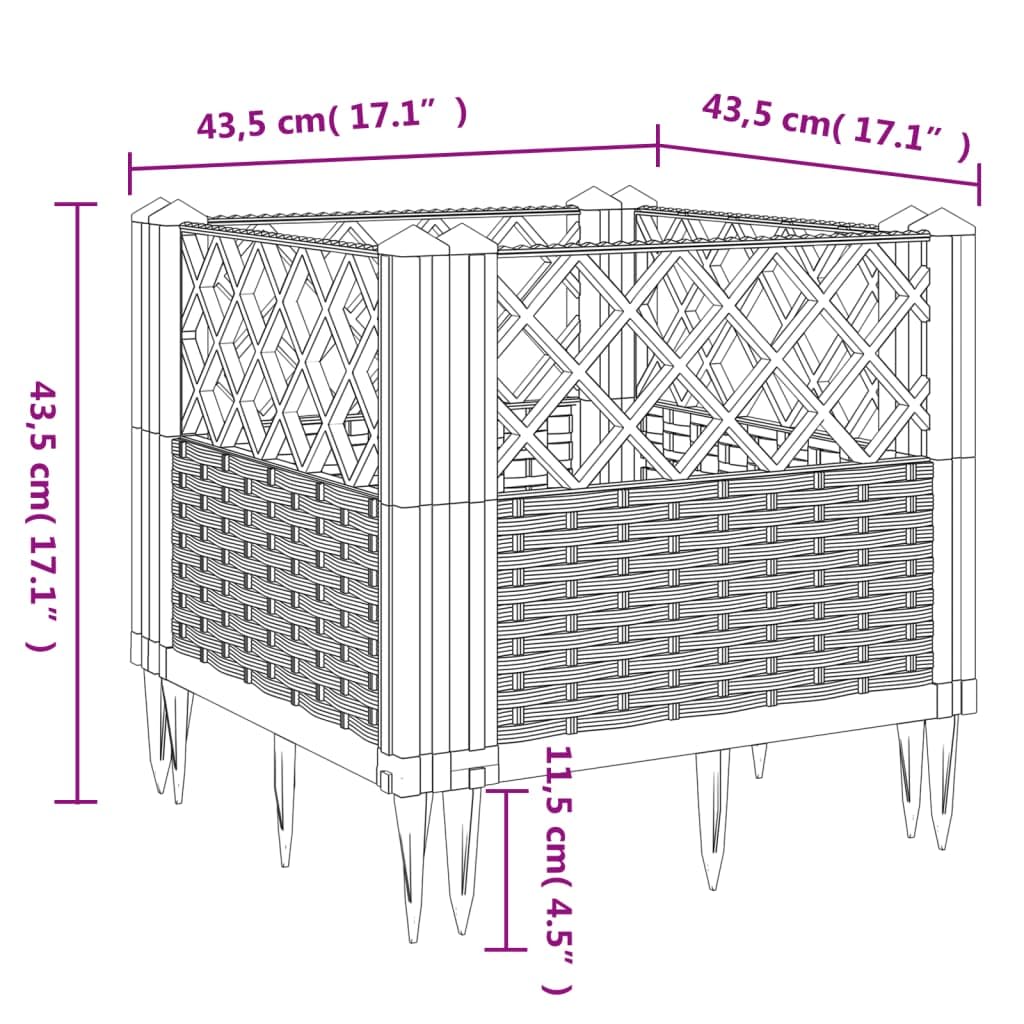 WRJENFSC Black Basketweave Raised Garden Planter 17.1 Inch Square Outdoor Planter Box with Modular Design Lightweight Polypropylene Construction for Patio Garden and Vegetable Planting
