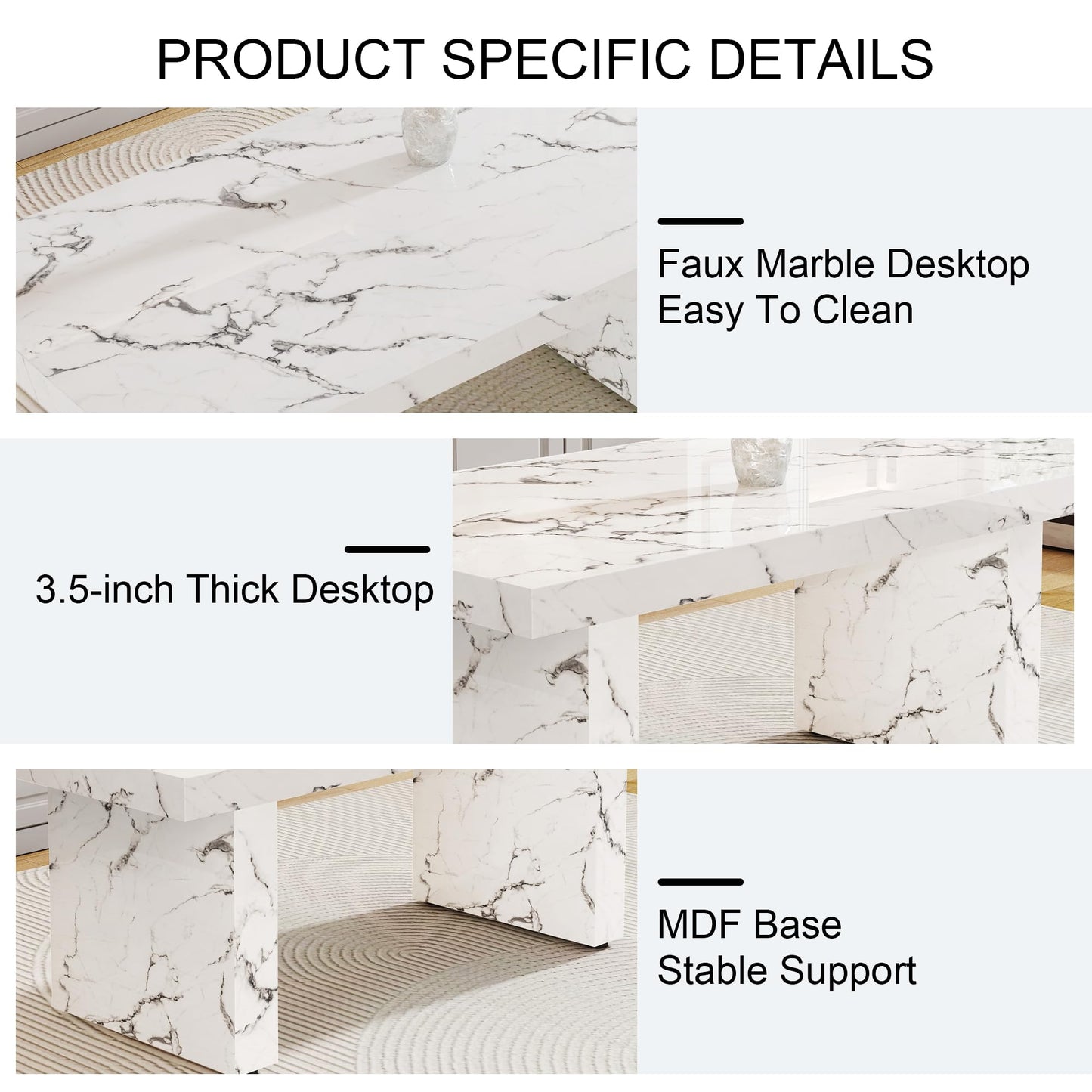 gopop 11 Piece Dining Table Set, 79" Marble Dining Table Set for 10, Marble Pattern MDF Dining Table Top and Base, 10 PU Leather Dining Chairs with Chrome Plated Metal Legs for Kitchen Dining Room.