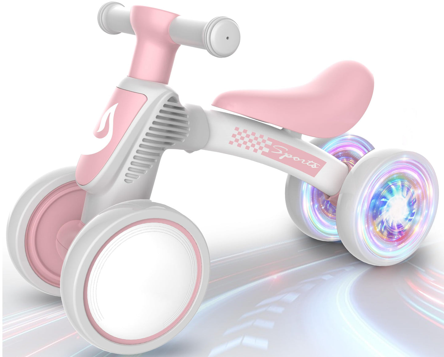 WETIFY Colorful Lighting Baby Balance Bike Toys for 1 Year Old Girl Gifts, 10-36 Month Toddler Balance Bike, No Pedal 4 Silence Wheels & Soft Seat First Bike, One Year Old Girl Birthday Gifts