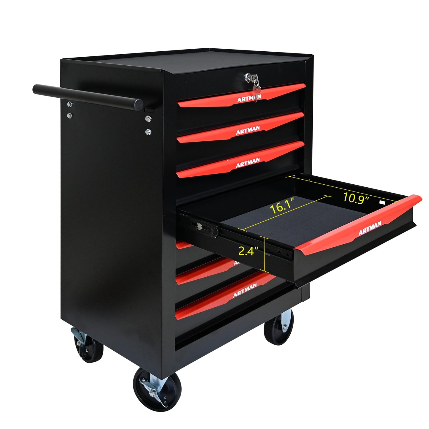 nifoti 7 Drawers Tool Cart on Wheels, Multifunctional Rolling Tool Storage Chest, Drawers Rolling Trolley Organizer Tool Box for Warehouse, Garage, Workshop, Repair Shop (7 Drawers-30.5"H)