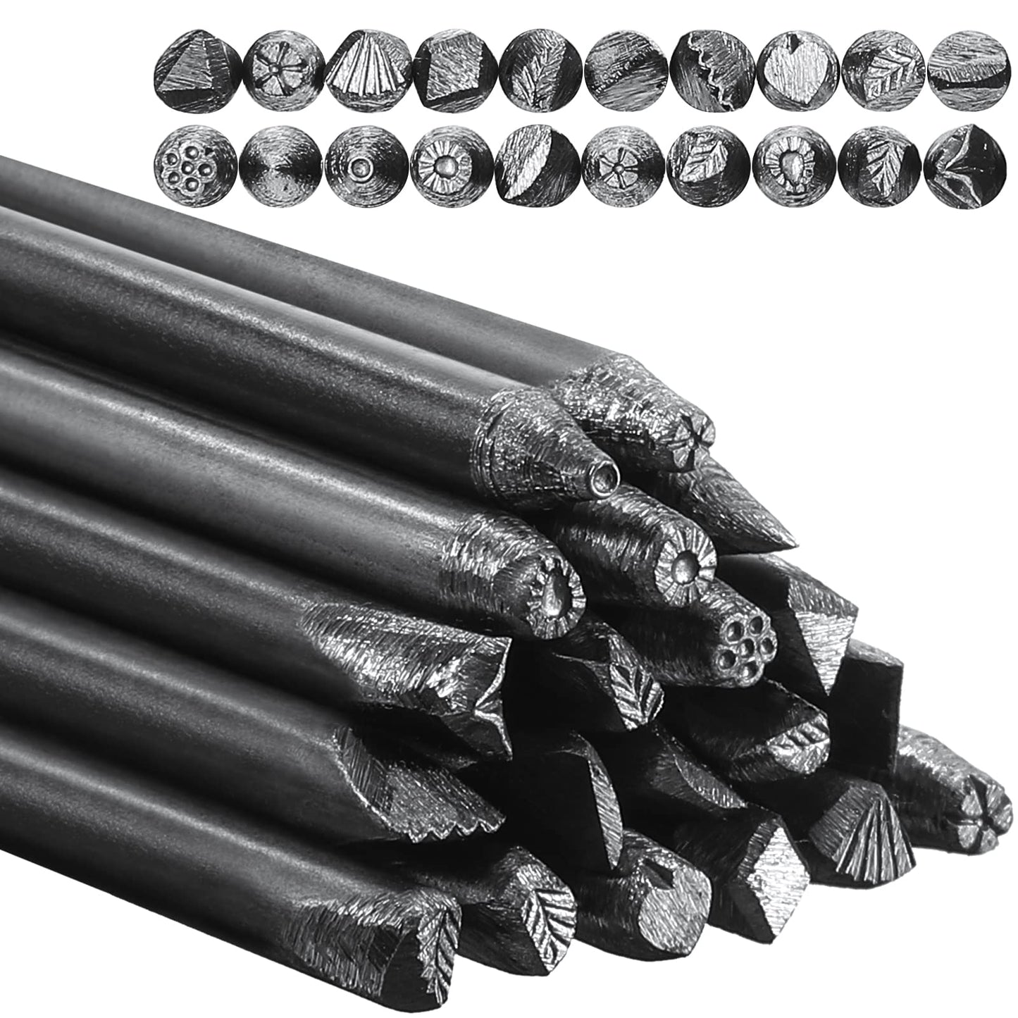Moxweyeni 20 Packs Metal Stamping Kit Steel Punches 4 mm Flower Punch Stamp Set Practical Stamping Jewelry Tools for Ring Jewelry DIY Craft(Fresh Style)