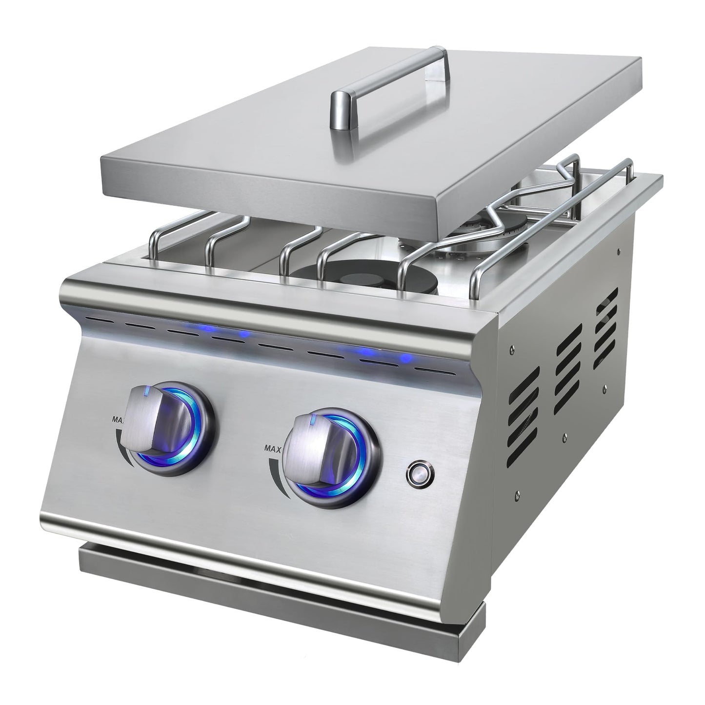Livory Double Grilling Side Burners for Outdoor Kitchen, 2 * 15,000BTU Liquid Propane Burners, Duty Heavy 304 Stainless Steel, Built-in Side Burner for BBQ Island Grill, with Natural Gas Kit
