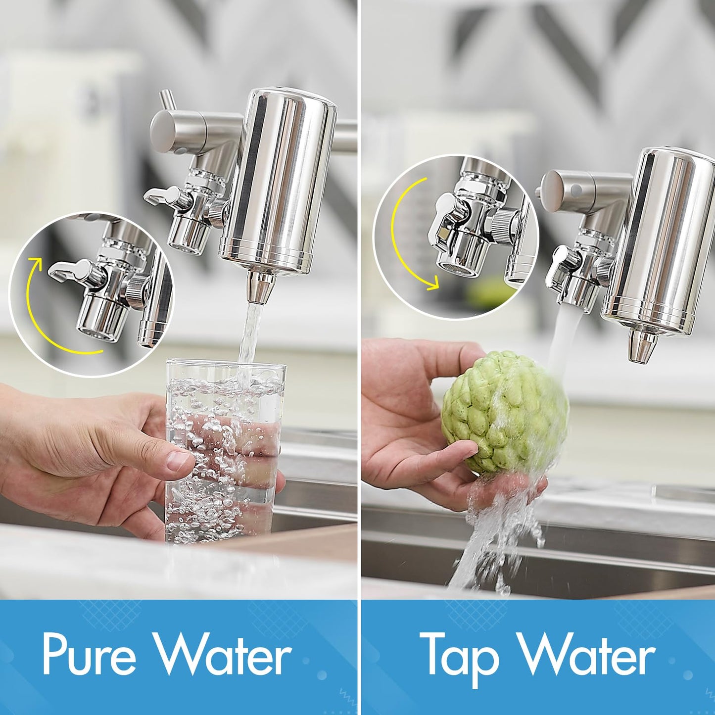 AIMADI Kitchen Faucet with Water Filter and Pull Down Sprayer, Brushed Nickel Stainless Steel Single Handle Kitchen Sink Faucet for Drinking Water, Farmhouse, RV, Utility or Laundry Sink