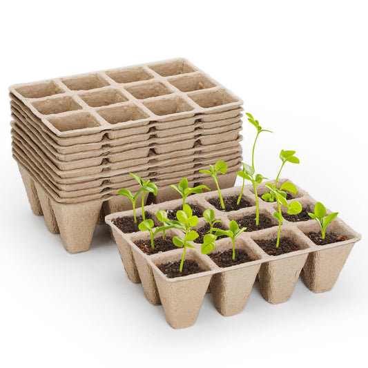Doter 10 Packs Seedling Starter Trays 120 Cells, Biodegradable Seed Germination Trays Plant Starter Peat Pots for Seedlings